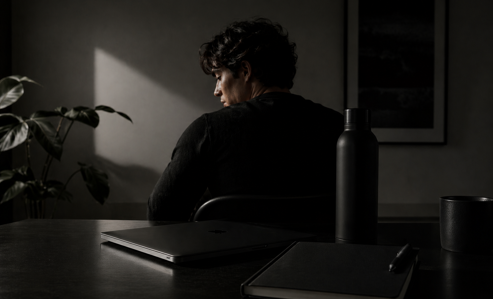 Espacio de trabajo minimalista enfocado en bienestar digital y recuperación de energía