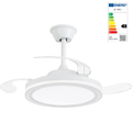 Ventilador retráctil de techo con aspas transparentes y luz LED